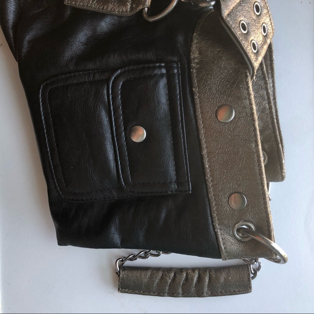 Leather handbag // gold purse // chain purse